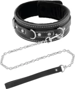 Darkness Black Furry Collar With Leash