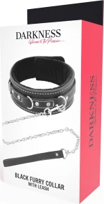 Darkness Black Furry Collar With Leash