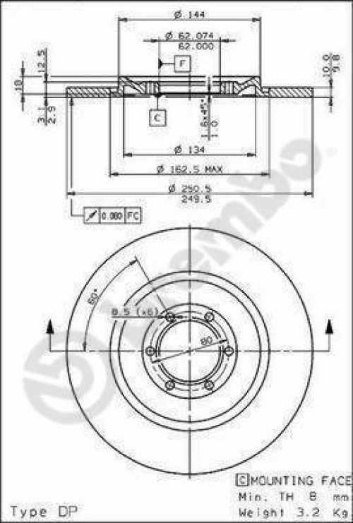 Σετ Δισκόπλακες πίσω BREMBO 08.3910.10