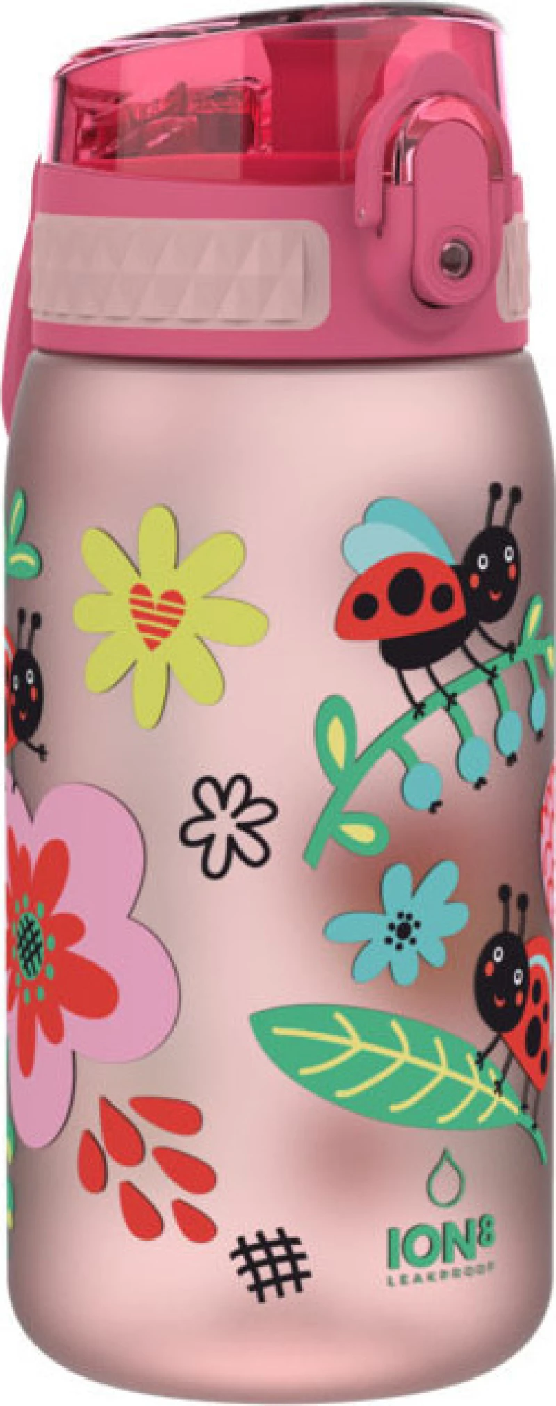 Ion8 Πλαστικό Παγούρι Ladybugs Leak Proof σε Ροζ χρώμα 350ml
