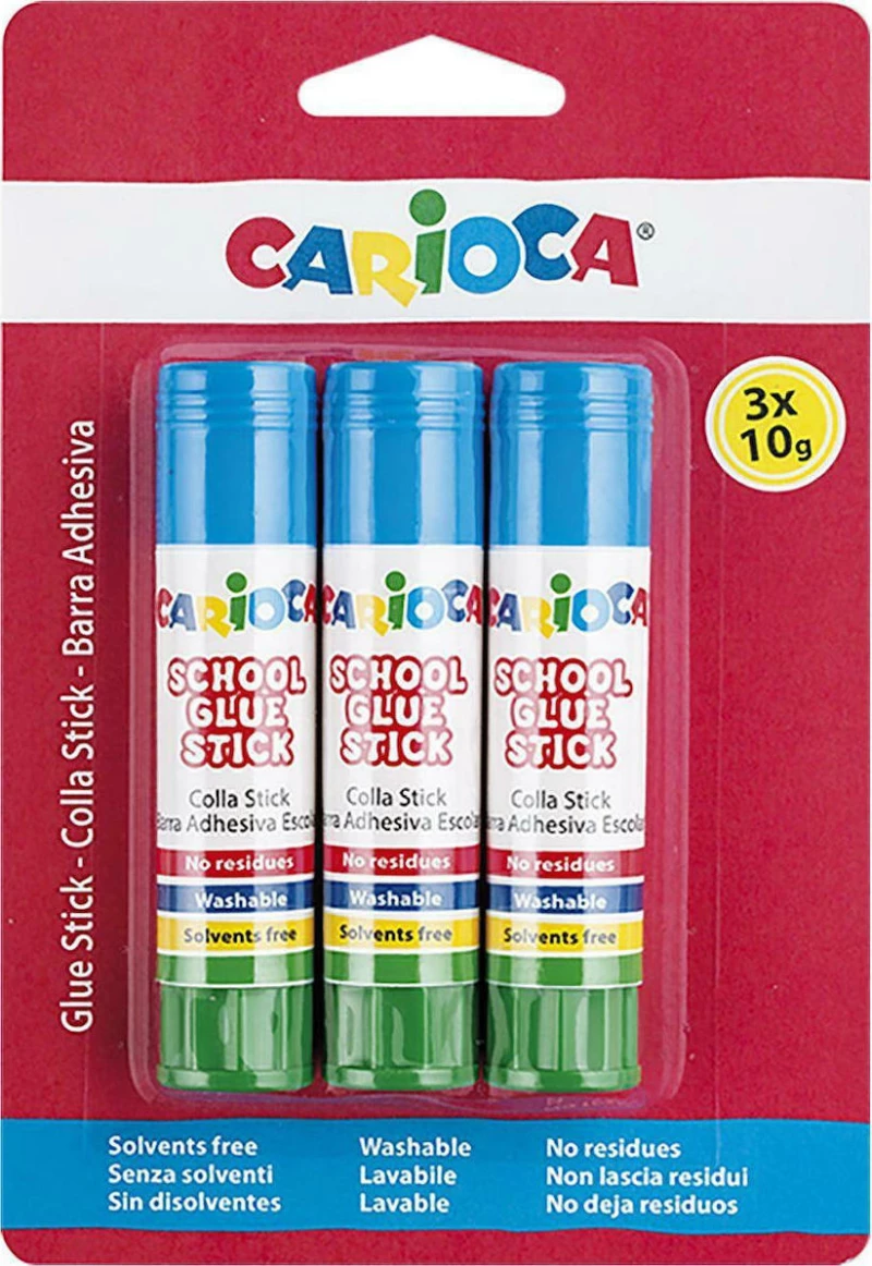 Carioca Κόλλα Stick School Glue Μικρού Μεγέθους 3τμχ 10gr Χωρίς Διαλύτες