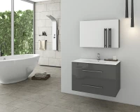 Drop Torino 75 Πάγκος με Νιπτήρα & Καθρέπτη Μελαμίνη 75x45x50cm Anthracite