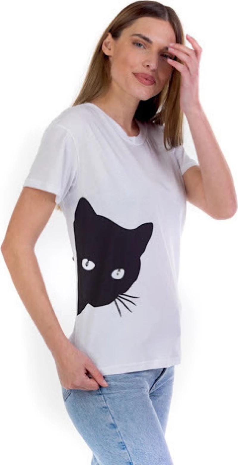 2055183 Γυναικείο T-shirt Λευκό με Στάμπα