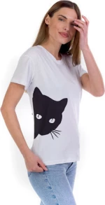 2055183 Γυναικείο T-shirt Λευκό με Στάμπα