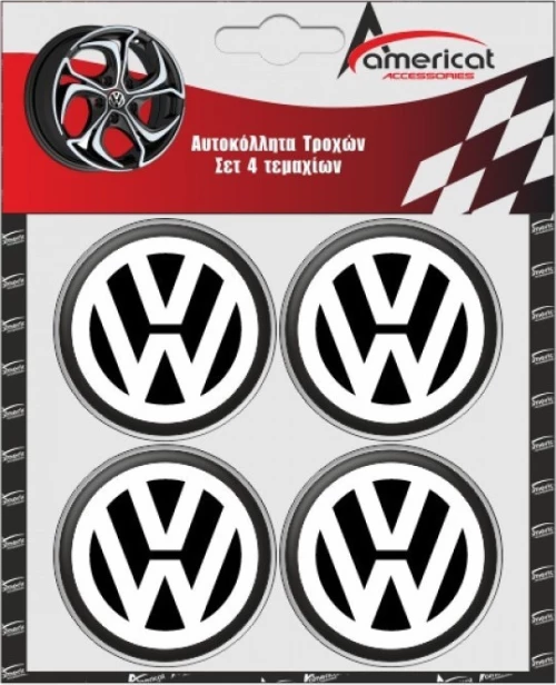 Americat Αυτοκόλλητα Σήματα Χρωμίου VW 6cm για Ζάντες Αυτοκινήτου 4τμχ