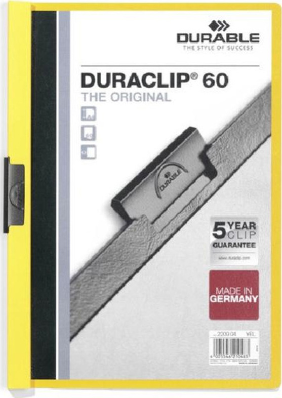 Ντοσιέ πλαστικό με κλιπ Κίτρινο DURACLIP 60 (60 φύλλα) - DURABLE