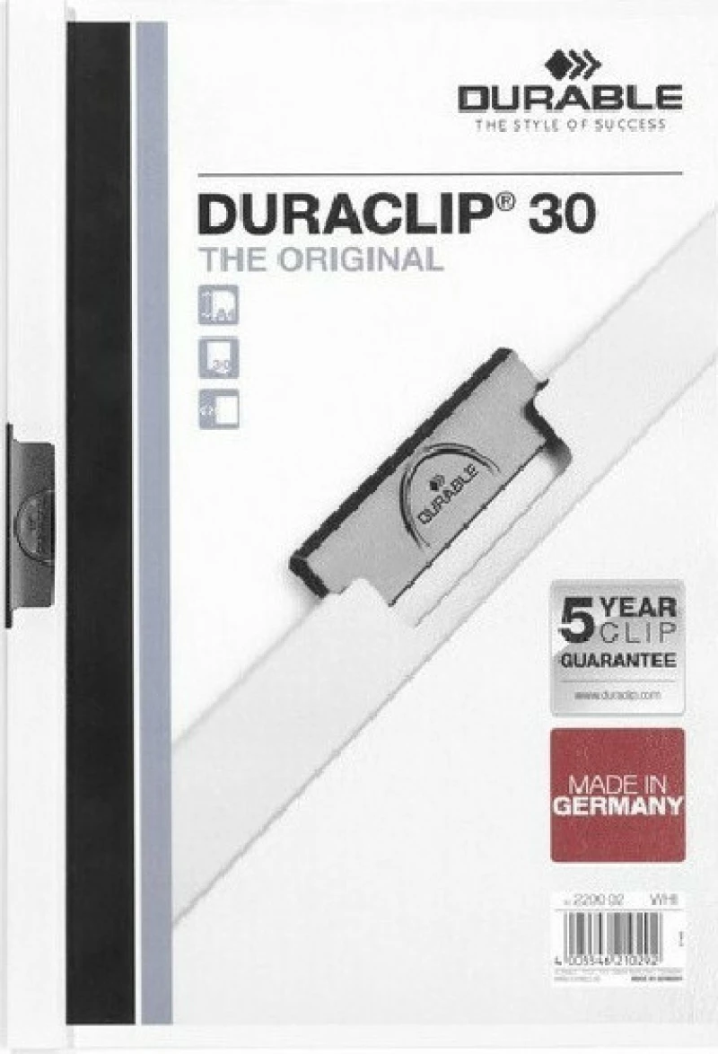 Durable Ντοσιέ με Κλιπ για Χαρτί A4 Λευκό Duraclip 30