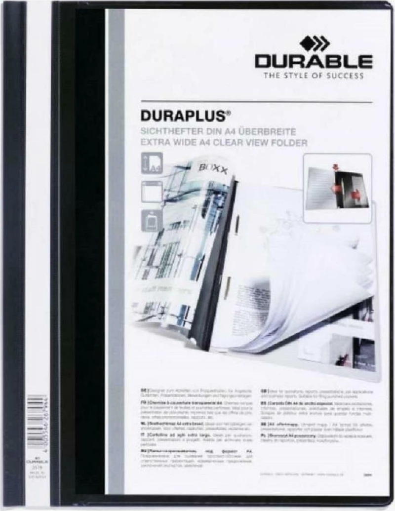 Durable Ντοσιέ με Έλασμα για Χαρτί A4 Μαύρο Duraplus 2579