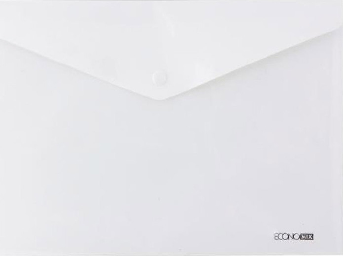 Φάκελος PP Economix Διαφανής με κουμπί Λευκός (24cm x 33 cm) - PAPIRUS