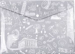 Typotrust Φάκελος με Κουμπί για Χαρτί A4 Γκρι Doodle