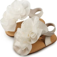 Babywalker Πέδιλο με Chiffon Λουλούδια Ecru