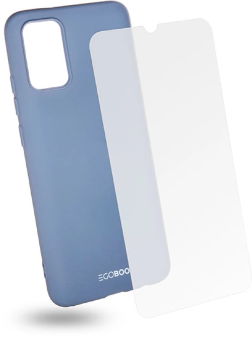 EGOBOO  Tempered Glass + Case Rubber TPU Light Grey (Samsung A02s)