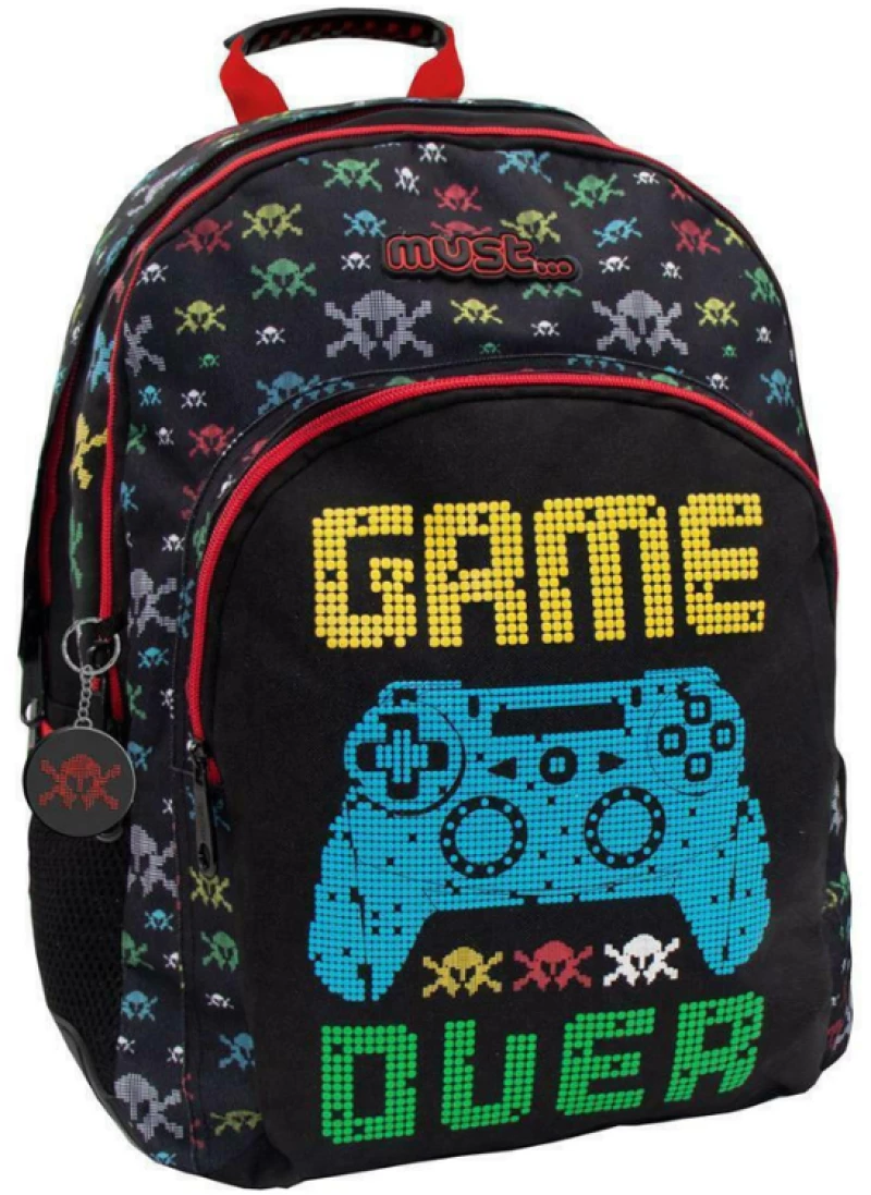 Τσάντα Πλάτης Δημοτικού Must Energy Game Over 25lt Μαύρη 33x16x45cm 584507