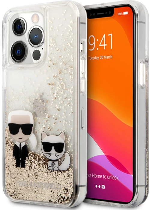 Karl Lagerfeld Transparent Hard Case Karl+choupette Θήκη Προστασίας – Iphone 13 Pro (clear/glitter Gold)