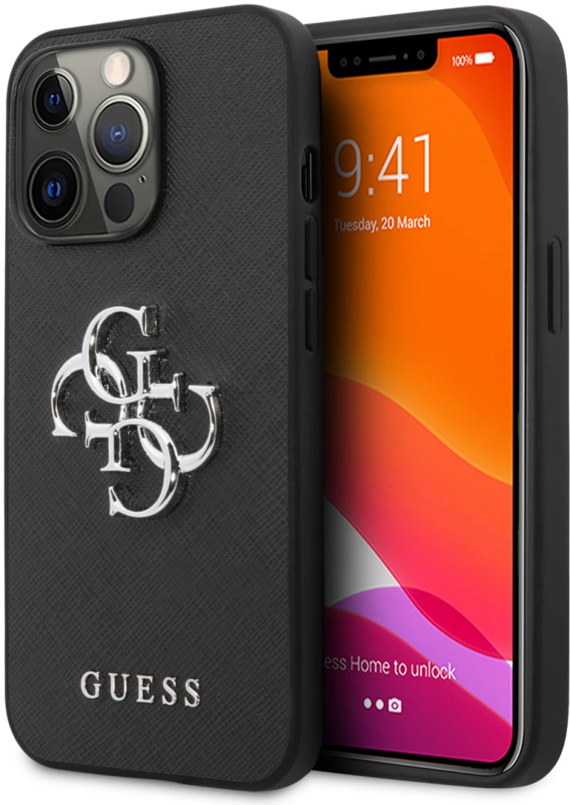 Guess "4g Logo Collection" Hard Case Pu Leather Θήκη Προστασίας Από Δερματίνη – Iphone 13 Pro (μαύρη)