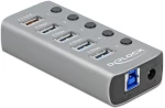 Delock Usb Hub Με Διακόπτες 63262, 5x Usb, 5gbps, 2.4a, Γκρι