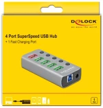 Delock Usb Hub Με Διακόπτες 63262, 5x Usb, 5gbps, 2.4a, Γκρι