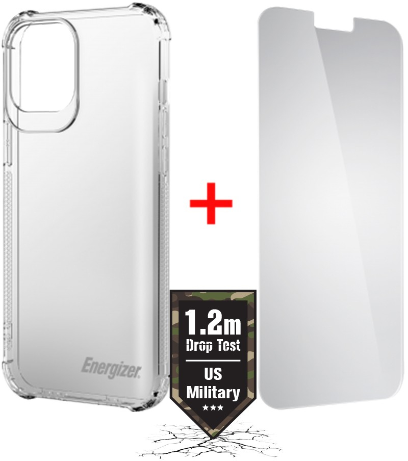 Θήκη Shockproof Tpu 1.2m Drop Test Energizer Με Τζαμάκι Προστασίας Για Apple Iphone 12 Pro Max Διάφανη