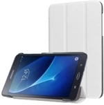 Samsung Galaxy Tab A 7-inch Tablet T280 T285 - Δερμάτινη Θήκη Με Πίσω Κάλυμμα Σιλικόνης 3fold Λευκό (οεμ)