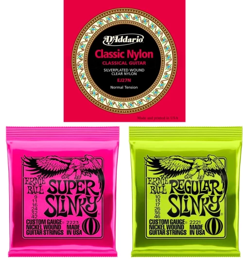 Ernie Ball 2221 + 2223 + Daddario Ej27n Strings Bundle