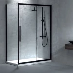 Devon Flow Slider Black Matt Clean Glass 110x195 - Καμπίνα Από Τοίχο Σε Τοίχο