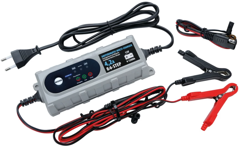 Lampa Φορτιστησ Μπαταριασ Amperomatic Multi-charger 12v 4,2a 4>120ah Std-smf-efb-agm-start & Stop L7020.8