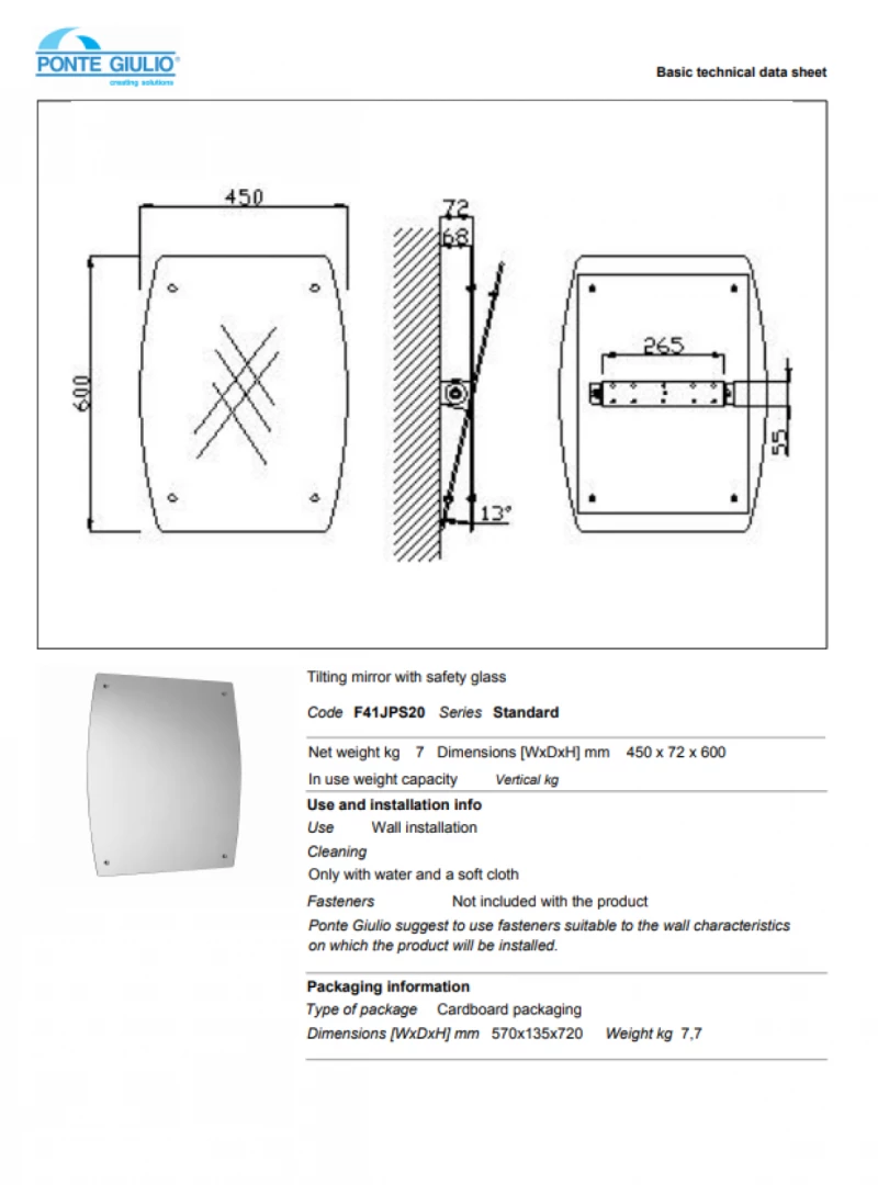 Ponte Giulio 130 Series F41-jps-20 - Καθρέπτης Αμεα Ανακλινόμενος