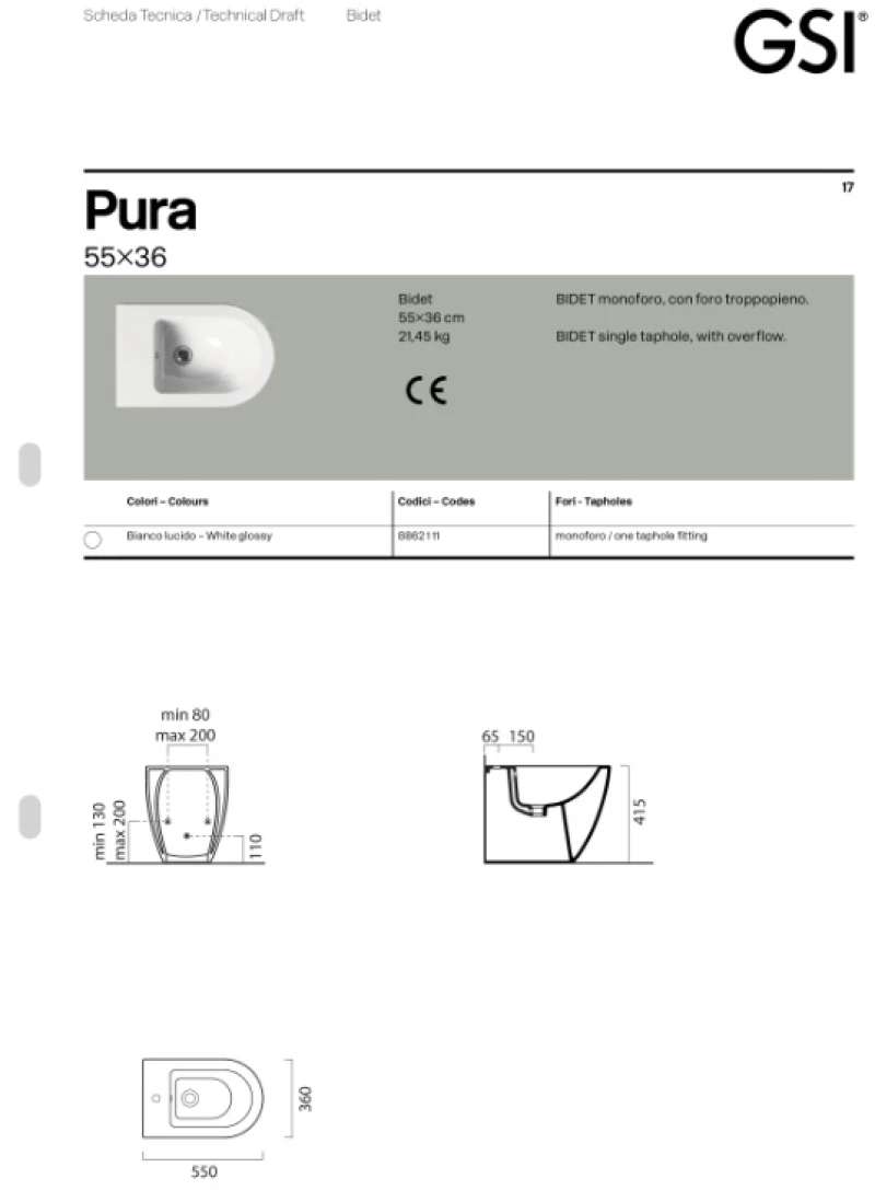 Gsi Pura 8862 - Μπιντέ Δαπεδου