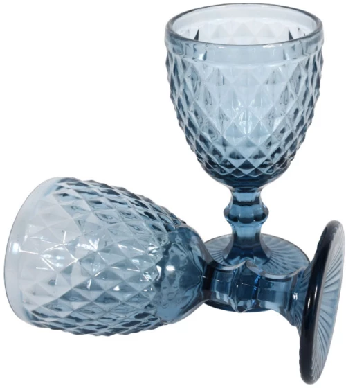 70360 Σετ 6 Γυαλινα Ποτηρια Κρασιου Fylliana Μπλε