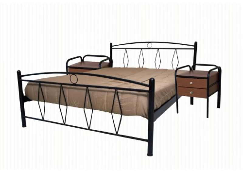 Μεταλλικό Κρεβάτι Metal Casa Ρόμβος Καφέ 120 X 200
