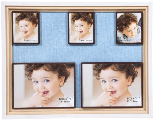 97411 Κορνιζα Ξυλινη Fylliana 5 Θεσεων Με Μαγνητη Μπλε 30*40 8266-5 Bf