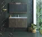 Drop Magnolia S100 Walnut - Πάγκος Με Νιπτήρα & Καθρέπτη