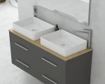 Torino 120 Anthracite Top 1 - Έπιπλο Μπάνιου Με 2 Νιπτήρες & Καθρέπτη