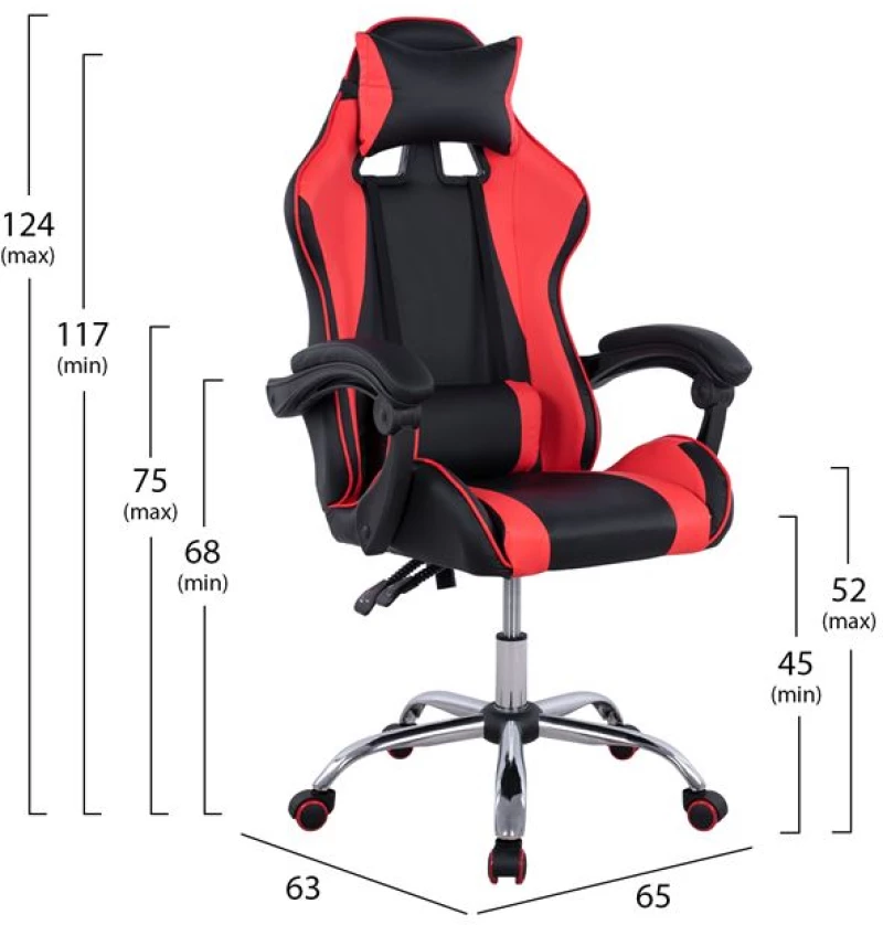 Πολυθρονα Gaming Maisie Hm1145.01 Μαυρη-kokkinh 65χ63χ124 Εκ