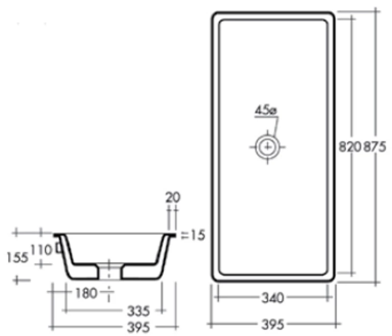 Scarabeo Gaia 8033 87,5x39,5 - Ένθετος Νιπτήρας