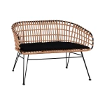 Παγκακι Μεταλλικο Allegra Hm5692 Με Wicker Μαυρο-μπεζ 124x57x77υ Εκ.