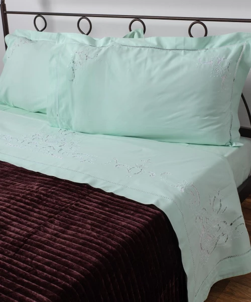 Χειροποιητο Κοφτο Σεντονι 800 Τεσσαρων Τεμαχιων (225cm X 270cm) Πρασινο - -