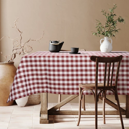 247065 Επαγγελματικο Τραπεζομαντηλο Checks Art Ε8033 145x180 Κοκκινο Beauty Home