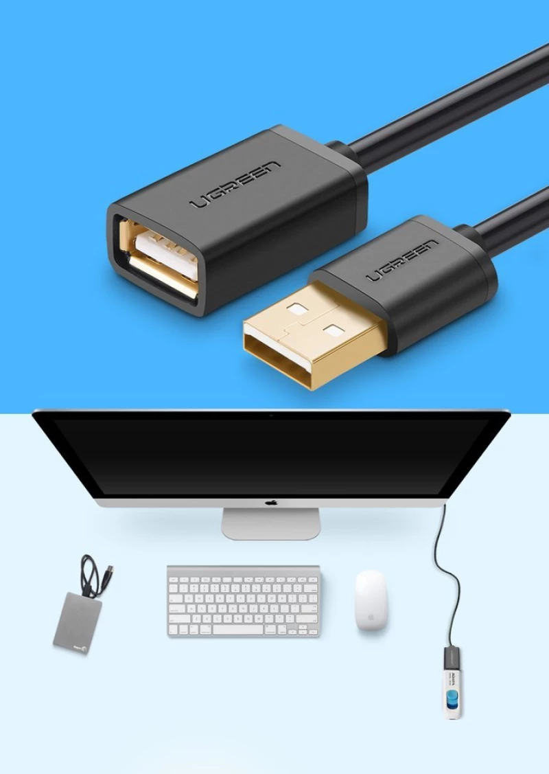 Ugreen Usb Female - Usb Male Cable Extension Cord 1m Black 10314