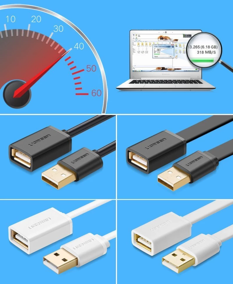 Ugreen Usb Female - Usb Male Cable Extension Cord 1m Black 10314