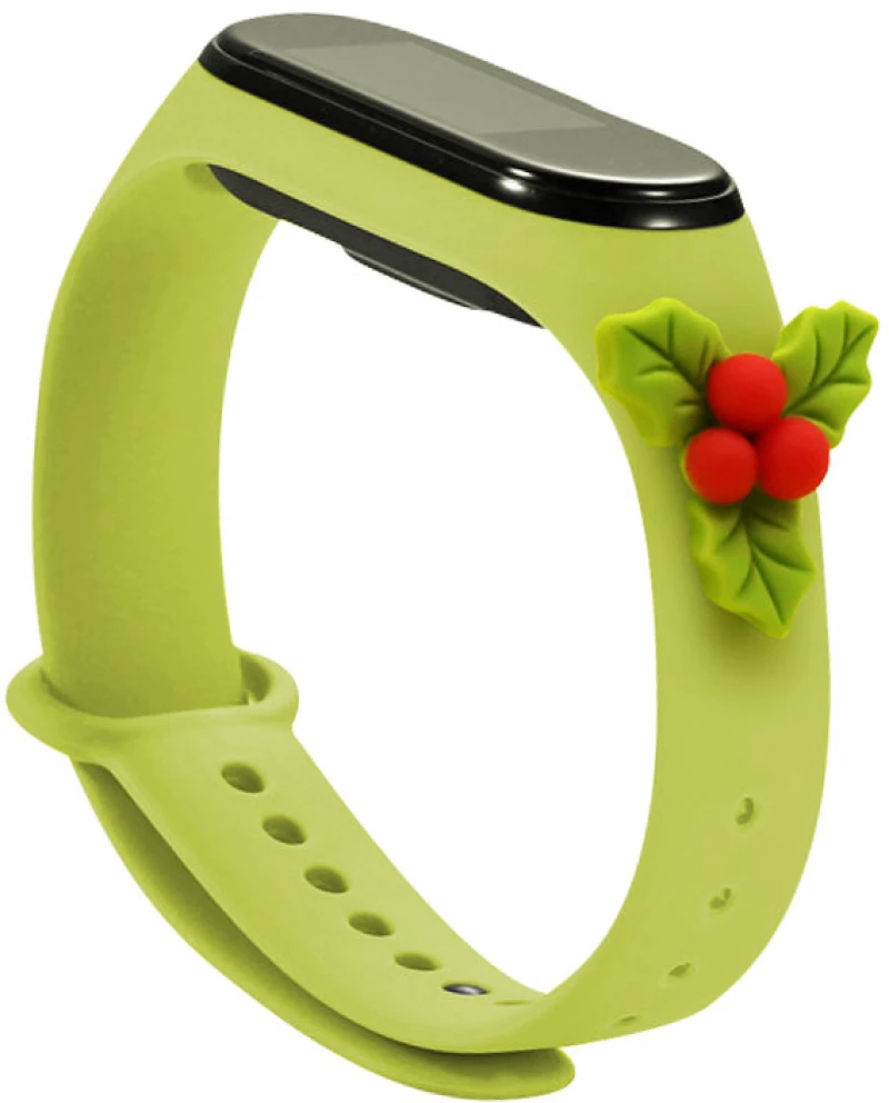 Strap Xmas Replacement Band Strap For Xiaomi Mi Band 6 Mi Band 5 Christmas Holidays Green Mistletoe