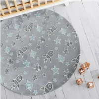 Παιδικό Χαλί Φωσφοριζέ Borea Space Στρογγυλό 120 Cm Γκρι 120 Cm