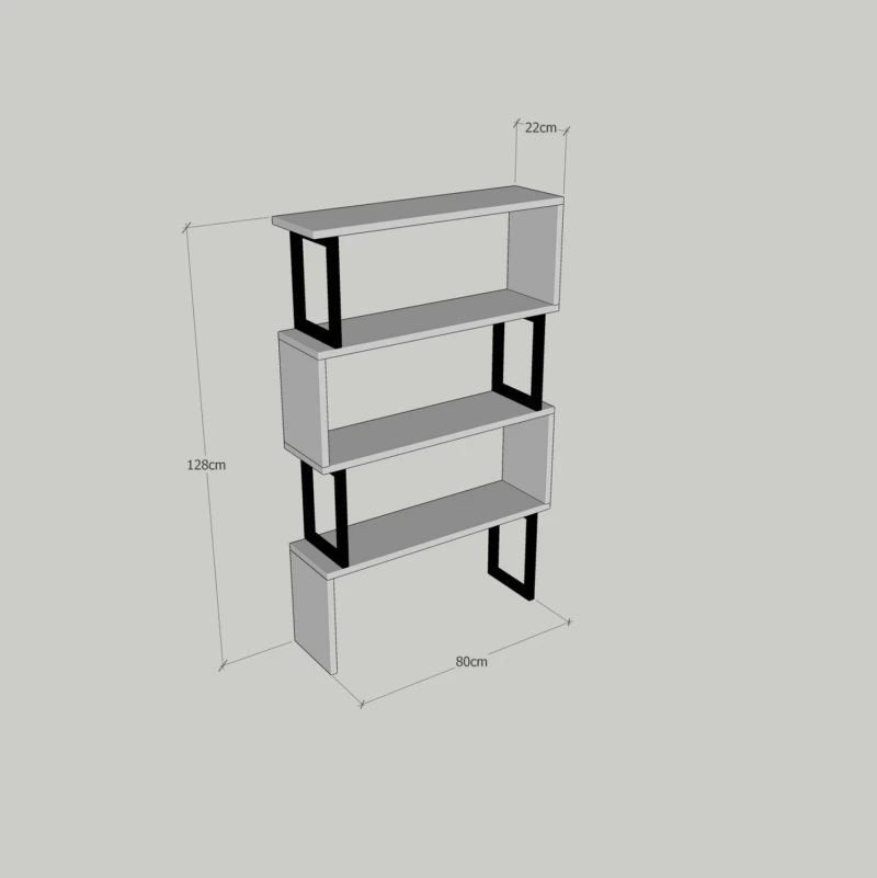 Βιβλιοθηκη Ingrid Καρυδι Με Μαυρο Σκελετο Hm8867.01 80x22x128 Εκ.