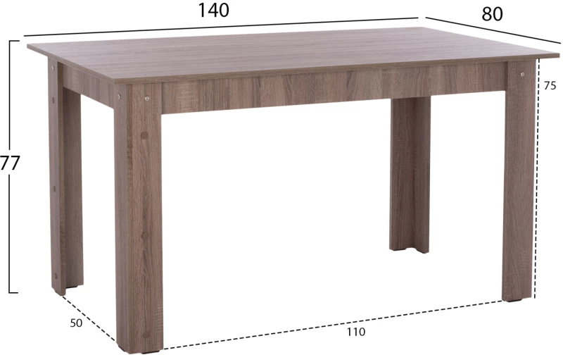 Τραπεζι Κουζινασ Kelvin 140x80x77υ Εκ. Sonama Oak Truffle Hm2429.05
