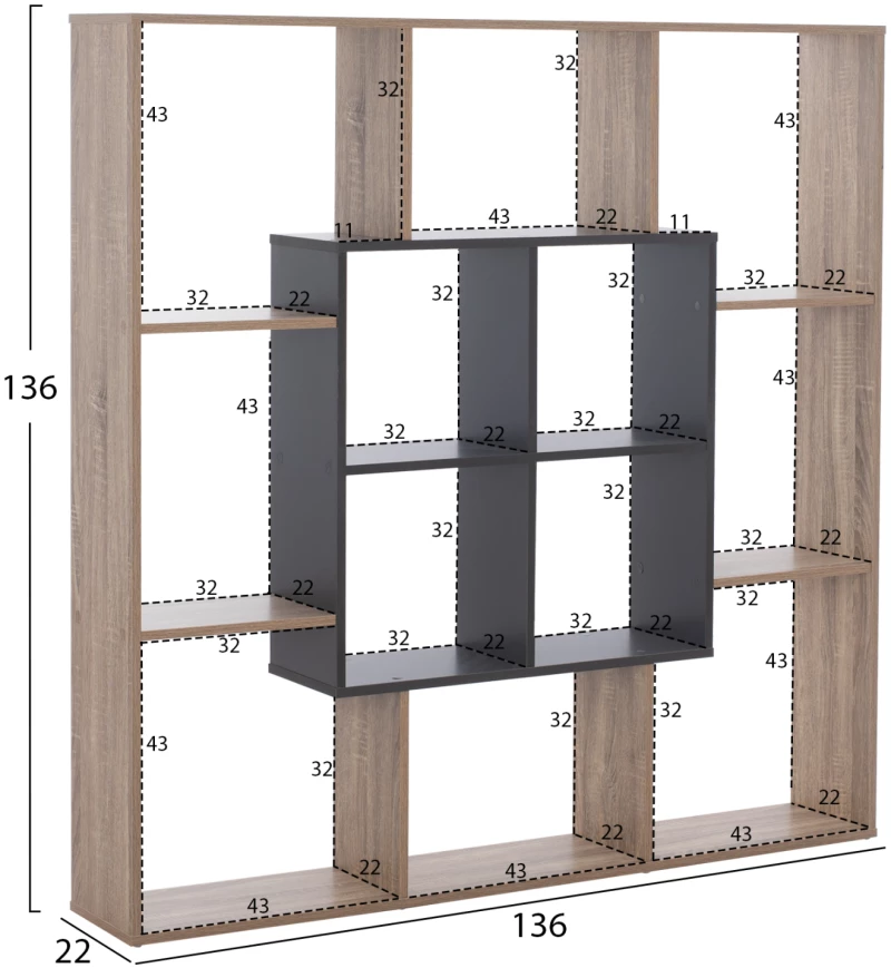 Βιβλιοθηκη Brody Hm8771.02 136x22x136 Γκρι