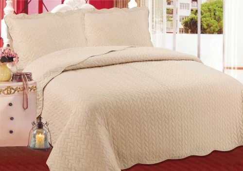 Κουβερλι Σετ (220cm X 240cm + 2 X 50cm X 70cm) Φύλλο Light Brown - -