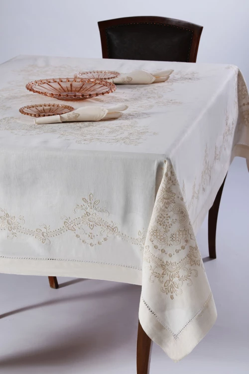 Χειροποίητο Τραπεζομάντηλο 3x43 (170cm X 220cm) Μπέζ - -