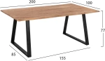 Τραπεζι Τραπεζαριασ Sofia Slim Hm8501.11 Απο Μασιφ Ξυλο Ακακιασ 200x100x77υ Εκ.