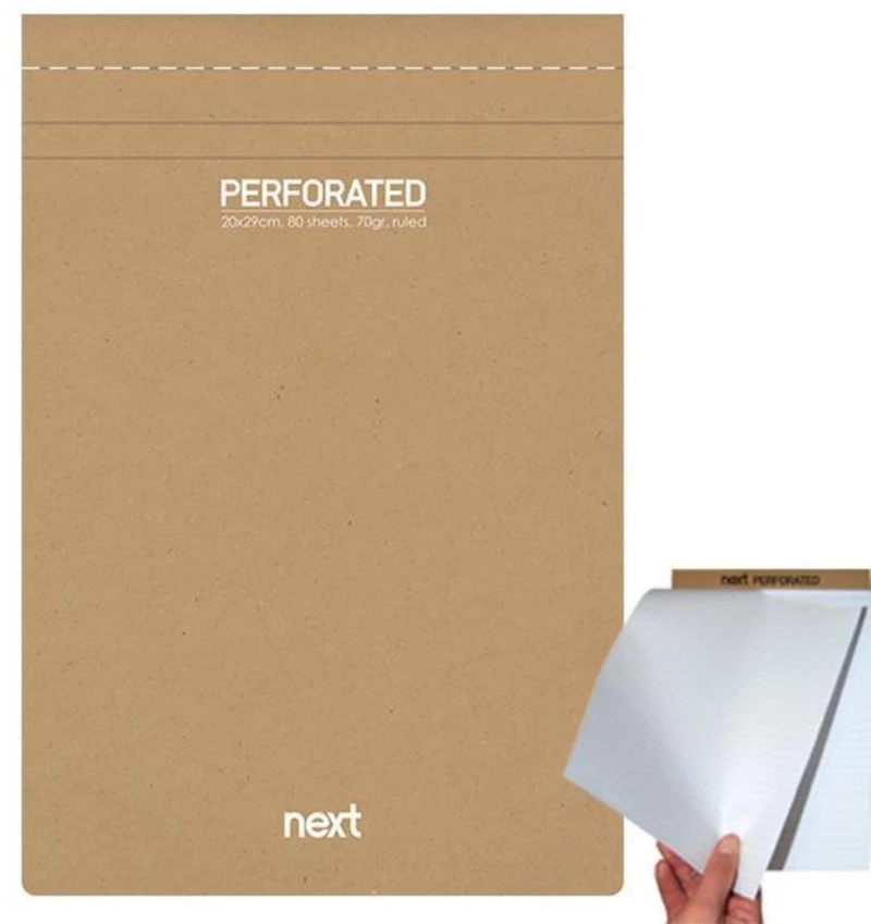 250476 Next Μπλοκ Σημειώσεων Perforated Λευκό 20x29εκ., 80φ., 70γρ. (σετ 10 Τεμαχιων)