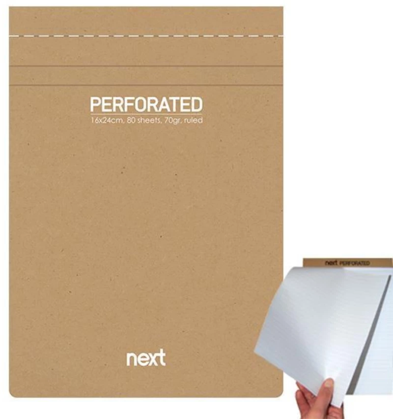 250477 Next Μπλοκ Σημειώσεων Perforated Λευκό 16,5x24εκ., 80φ., 70γρ. (σετ 10 Τεμαχιων)